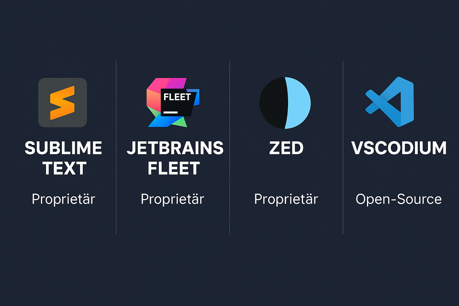 Quest: Sublime Text vs. JetBrains Fleet vs. Zed vs. VSCodium – Mein optimaler Editor ist …